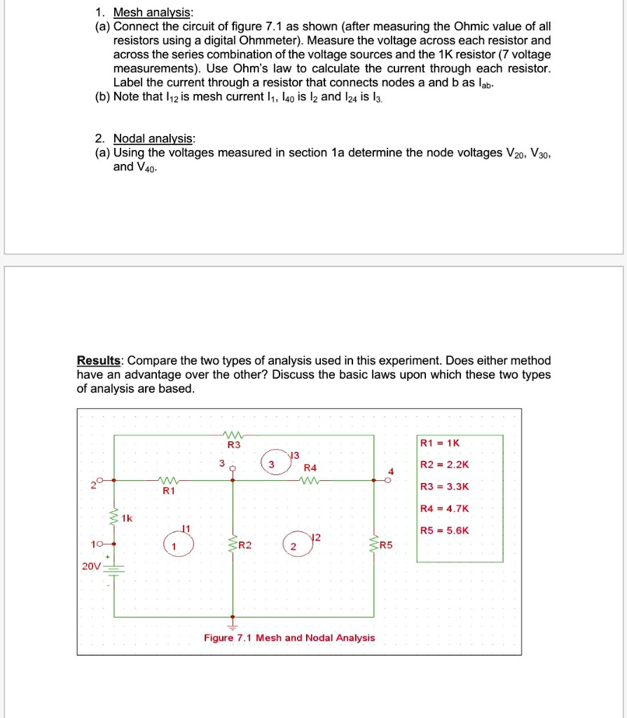 SOLVED 1.Mesh analysis a Connect the circuit of figure 7.1 as shown