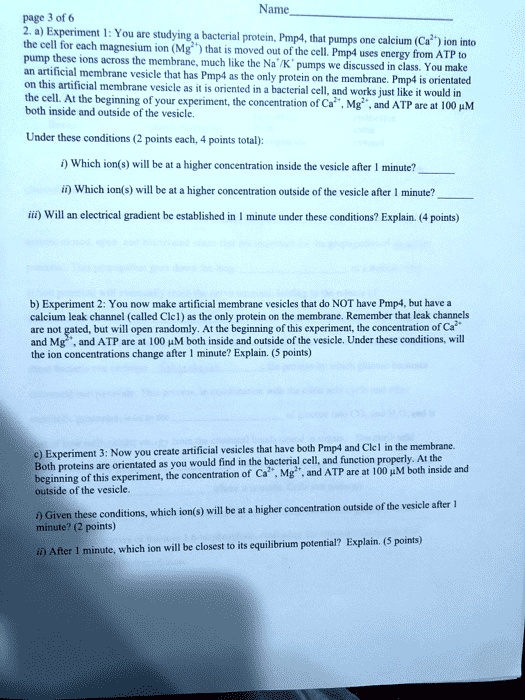 SOLVED ' Name page 3 of 6 2. a) Experiment 1 You are studying a