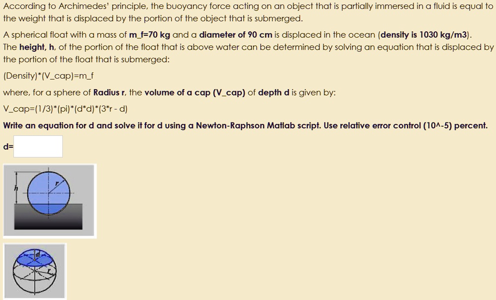 SOLVEDAccording to Archimedes' principle; the buoyancy force acting on