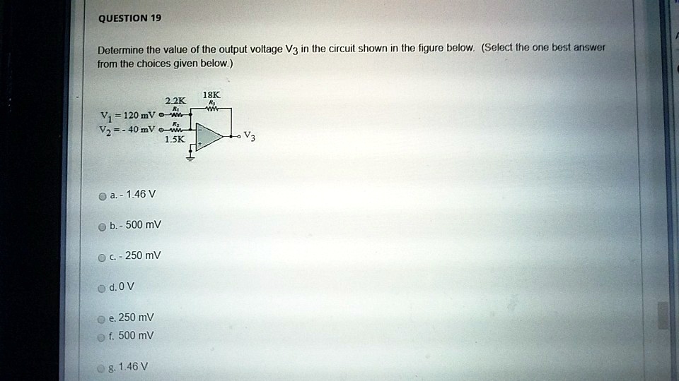 SOLVED: Determine the value of the output voltage V3 in the circuit ...