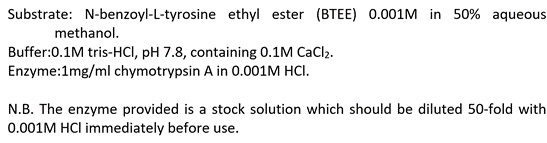 SOLVED: Substrate: N-benzoyl-L-tyrosine ethyl ester (BTEE) 0.001 M in ...