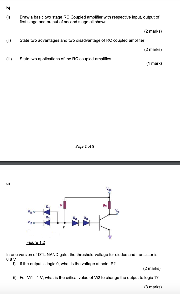 SOLVED b) (i) Draw a basic two stage RC Coupled amplifier with