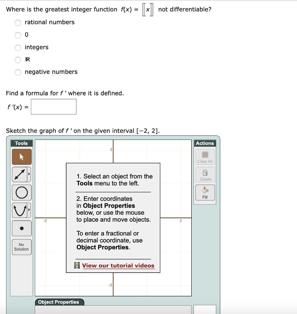 SOLVED: Where is the greatest integer function f(x) rational numbers ...