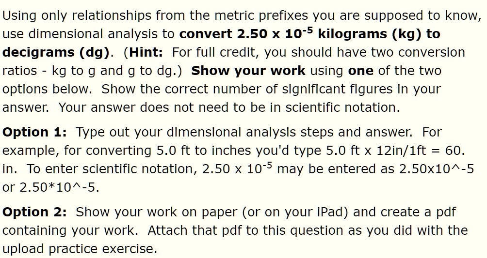 SOLVED Using only relationships from the metric prefixes you are