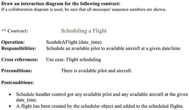 SOLVED: Draw an interaction diagram for the following contract: If a ...