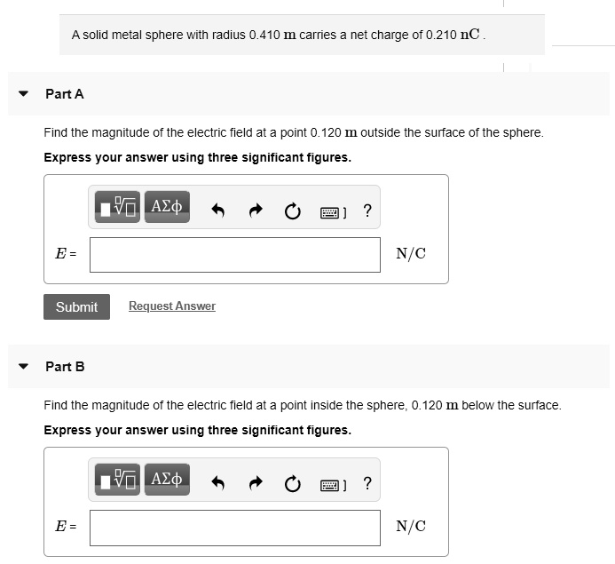 A solid metal sphere with radius 0.410 m carries net … SolvedLib