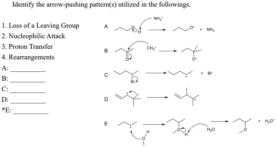 Identify the arrow-pushing pattern(s) utilized in the followings. 1 ...