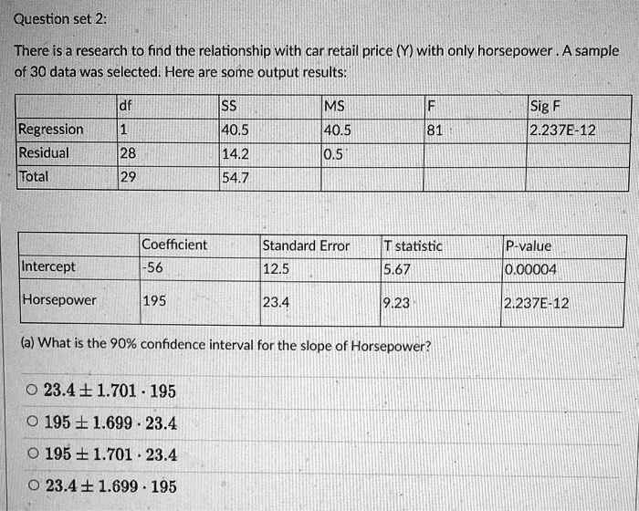 Question set 2 There is research to find the relationship between car