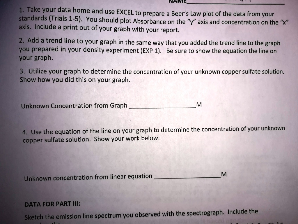 SOLVED NAMIC 1. Take your data home and use EXCEL to prepare a Beer's