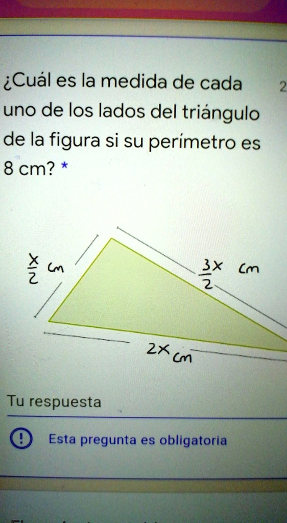 SOLVED: Cuál es la medida de cada uno de los lados del triángulo de la ...