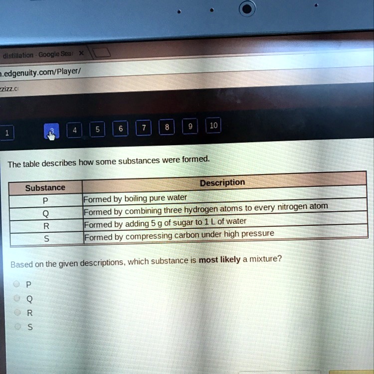 The table describes how some substances were formed. Substance 