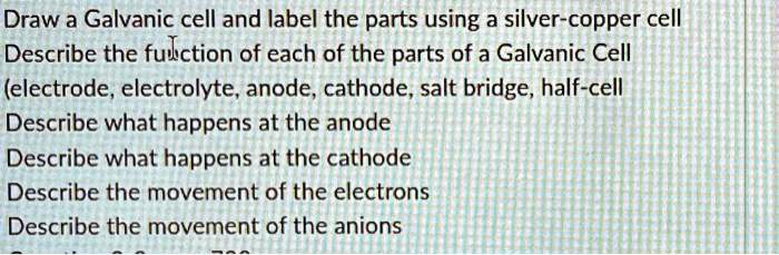 Draw a Galvanic cell and label the parts using a silver-copper cell ...
