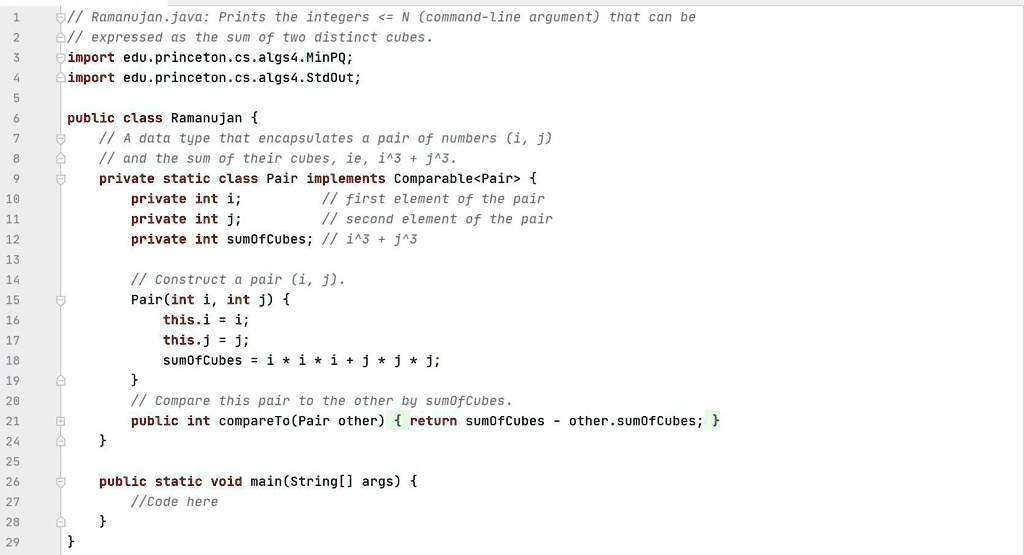 SOLVED: Problem 4. (Ramanujan.java) Srinivasa Ramanujan was an Indian ...