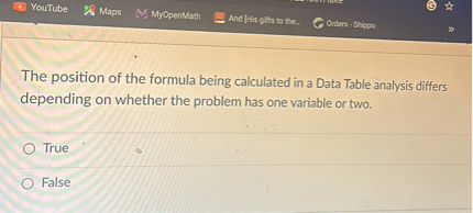 SOLVED: The position of the formula being calculated in a Data Table ...