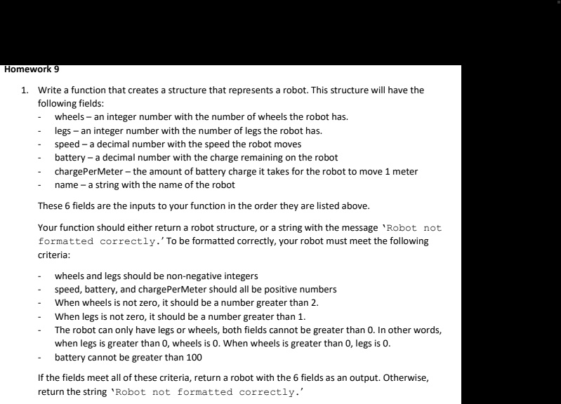 SOLVED: Homework 9 1. Write a function that creates a structure that ...