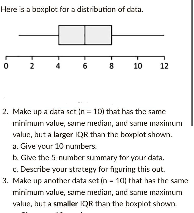 Make Up A Data Set (n = 10) That Has The Same Minimum Value, Same ...