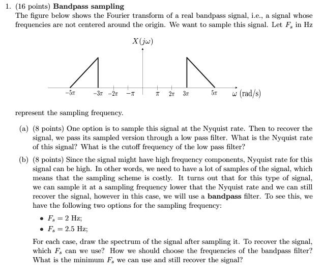 SOLVED 16 points Bandpass sampling The figure below shows the Fourier