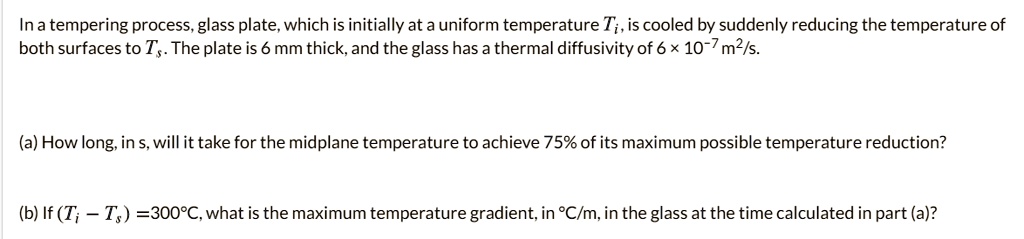 SOLVED: In a tempering process, a glass plate, which is initially at a ...