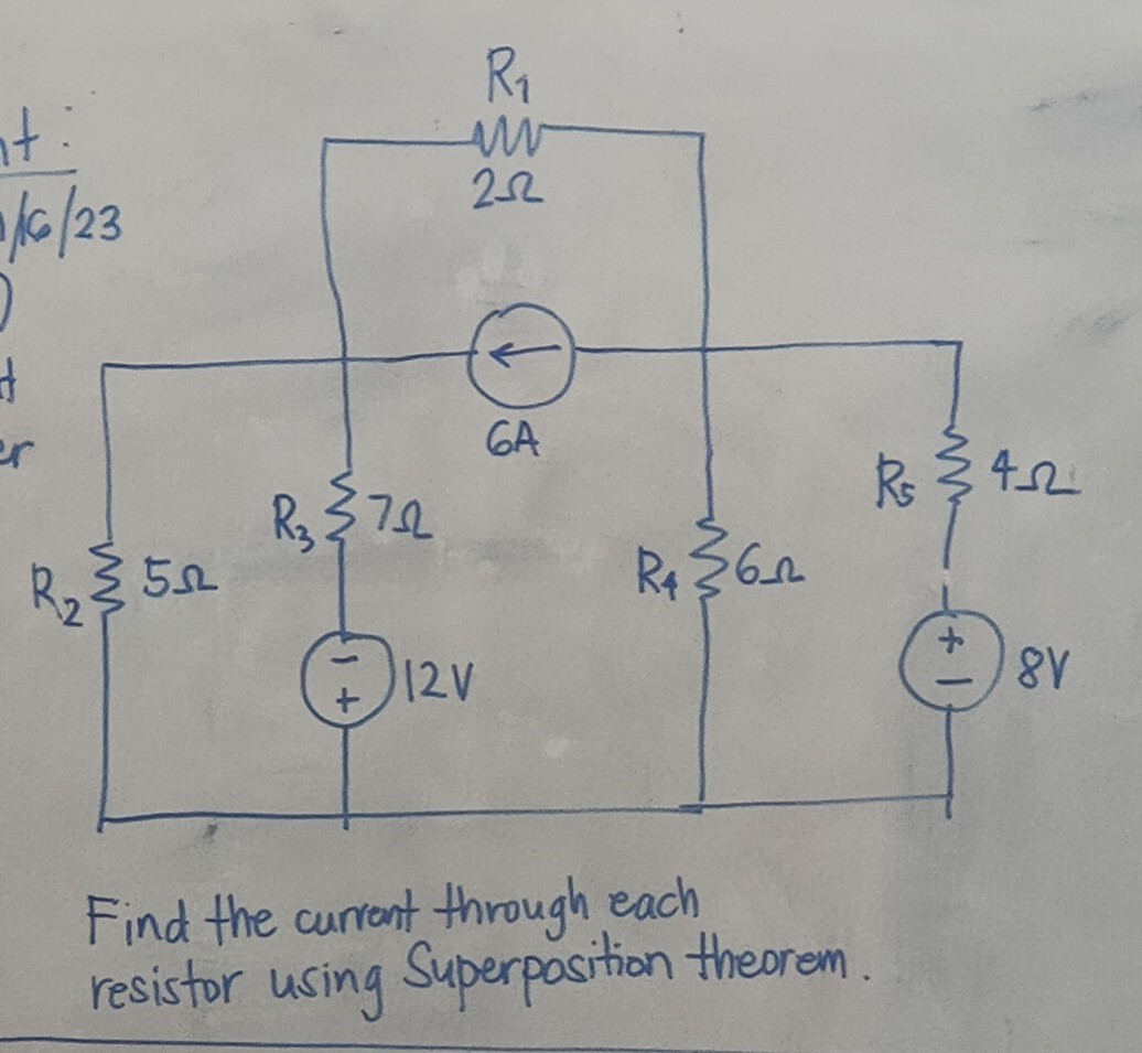 Solved Find The Current Through Each Resistor Using Superposition Theorem 9266