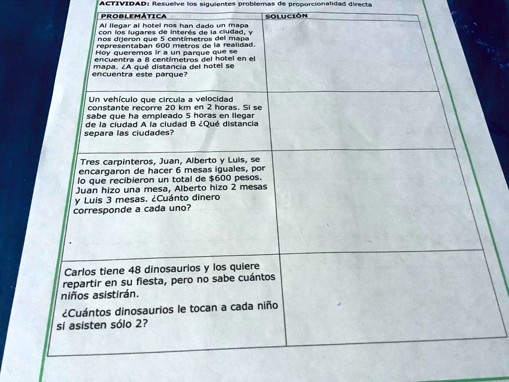 Solved Actividad Resuelve Los Siguientes Problemas De Proporcionalidad Directa Ayuda Es Para