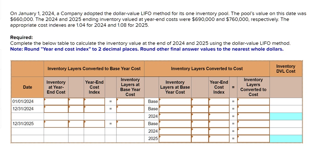 On January 1 2024 A Company Adopted The Dollar Value LIFO Method For   61a603fd373a4912bb4419ada6087c17 