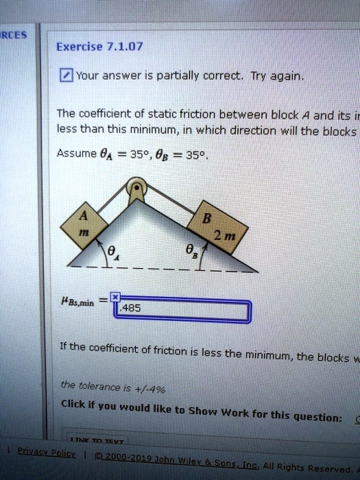 SOLVED: The coefficient of static friction between block A and its ...
