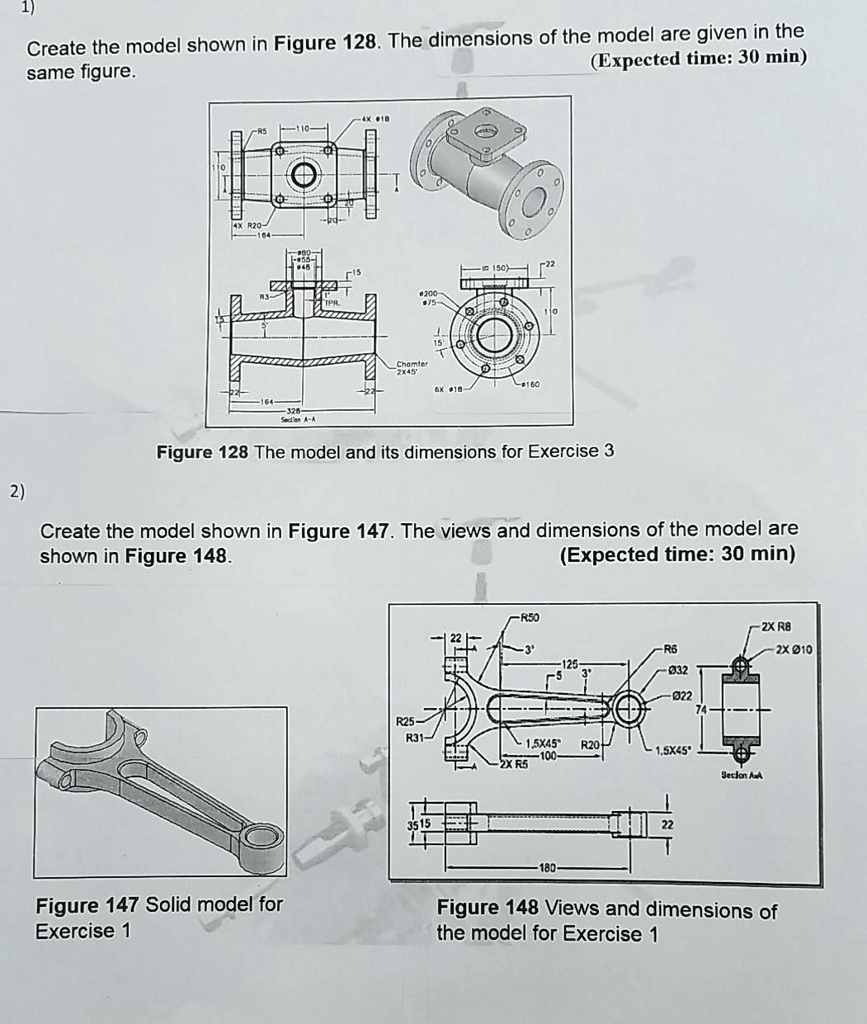 SOLVED Create the model shown in Figure 128. The dimensions of the