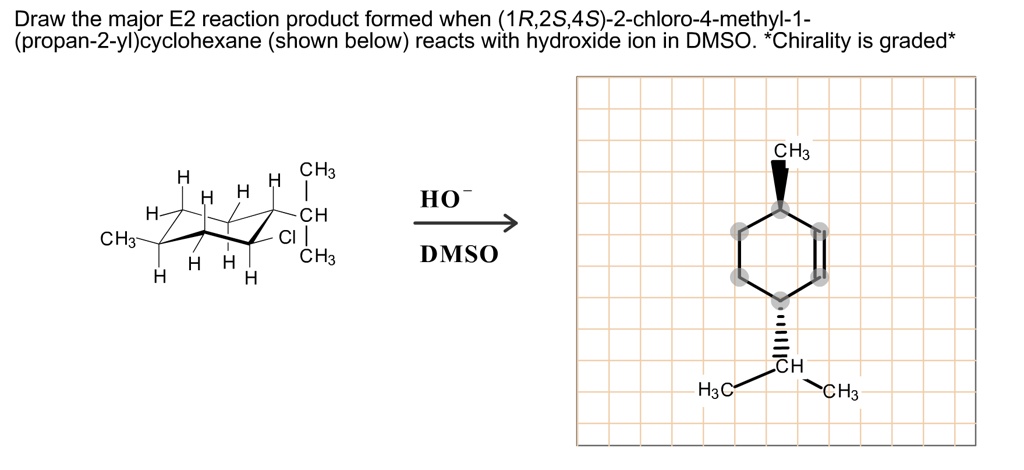 Solved Draw The Major E2 Reaction Product Formed When 1r2s4s 2 Chloro 4 Methyl 1 Propan 2 