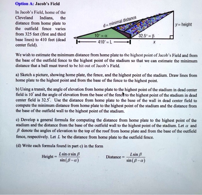 SOLVED Option A Jacob Field In Jacob Field, home of the Cleveland