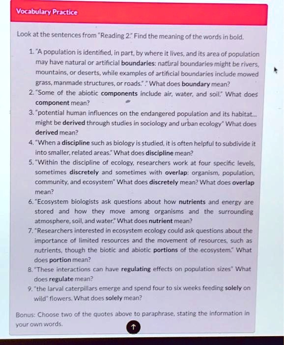 SOLVED Texts Can you please help me with this? Vocabulary Practice