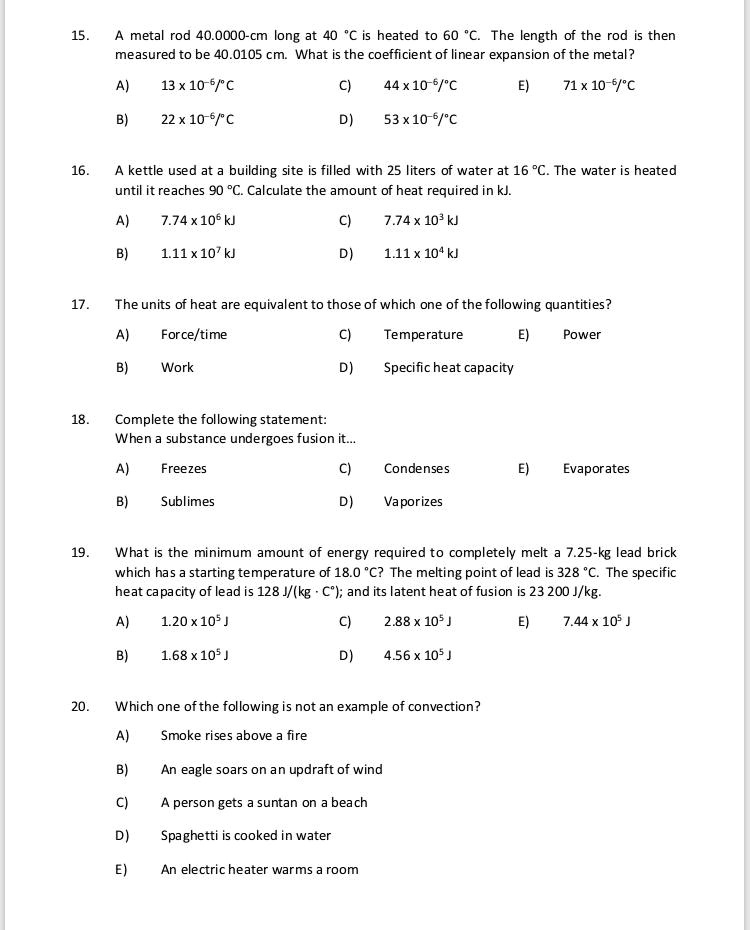 metal rod 400ooo cm long at 40 c is heated to 60 c the length of the
