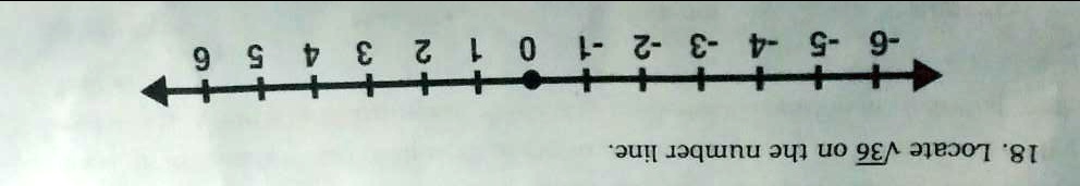 18. Locate √(36) on the number line.
-6 -5 -4 -3 -2 -1 0 1 2 3 4 5 6