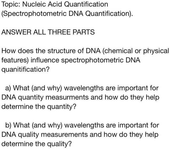 SOLVED Topic Nucleic Acid Quantification (Spectrophotometric DNA