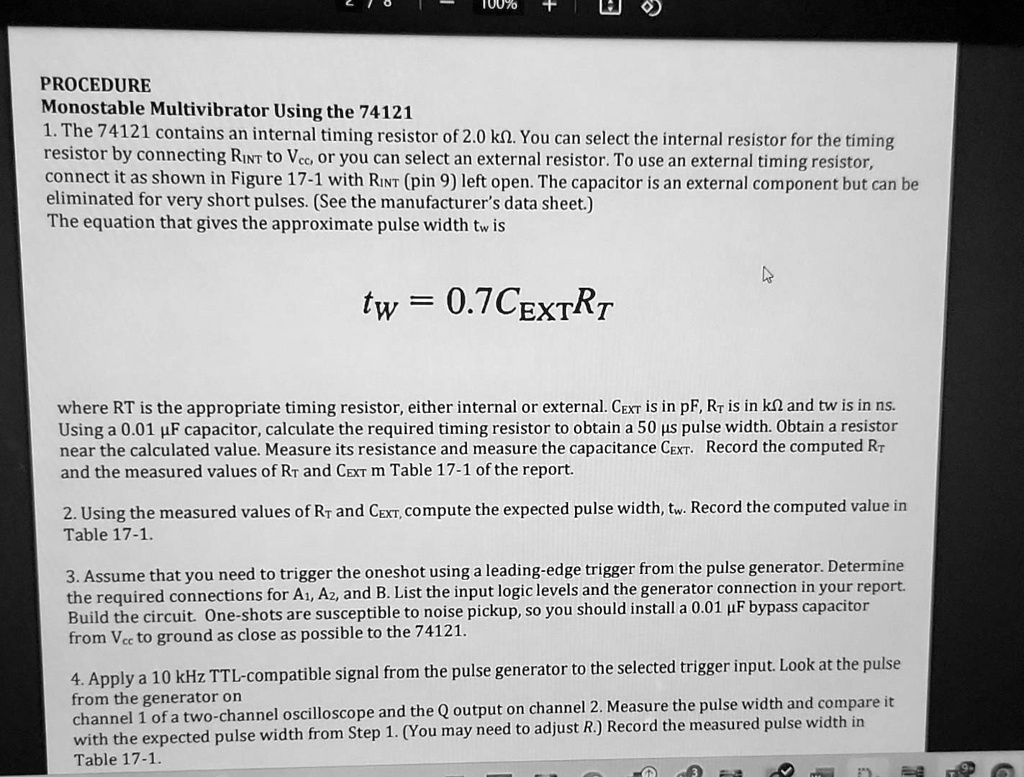 texts lab one shot and astable multivibrator 100 procedure monostable ...
