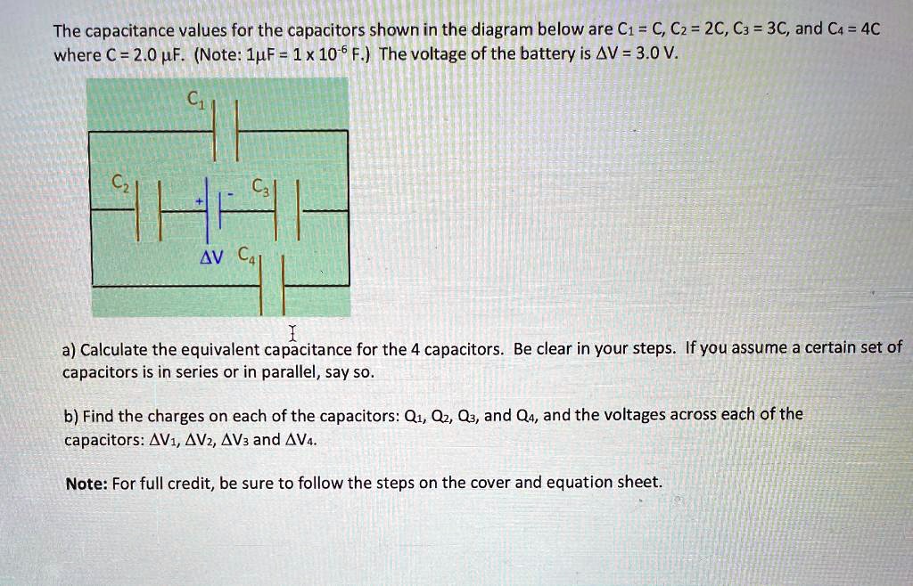 SOLVED: The capacitance values for the capacitors shown in the diagram ...