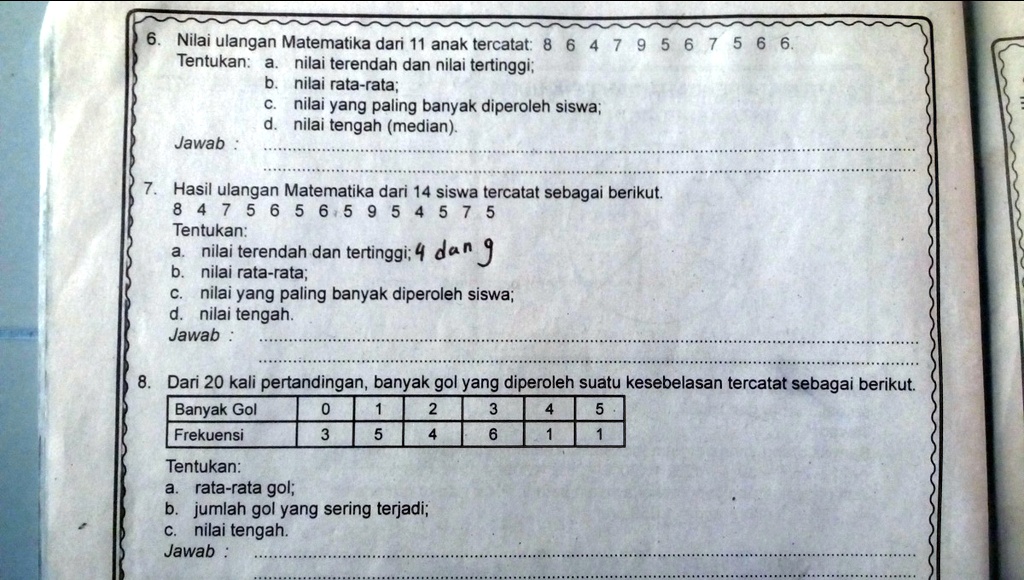 SOLVED: Jawab Ya Kak Soalnya Ini Tugas Nilai Ulangan Matematika Dari 11 ...