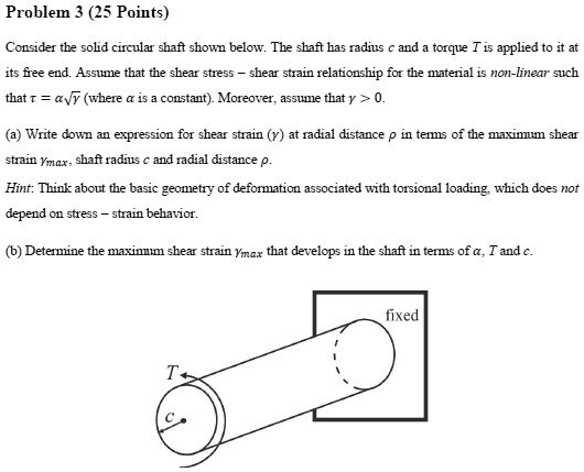 SOLVED: Consider the solid circular shaft shown below. The shaft has ...