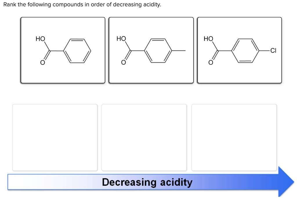 SOLVED: Rank the following compounds in order of decreasing acidity: HO ...