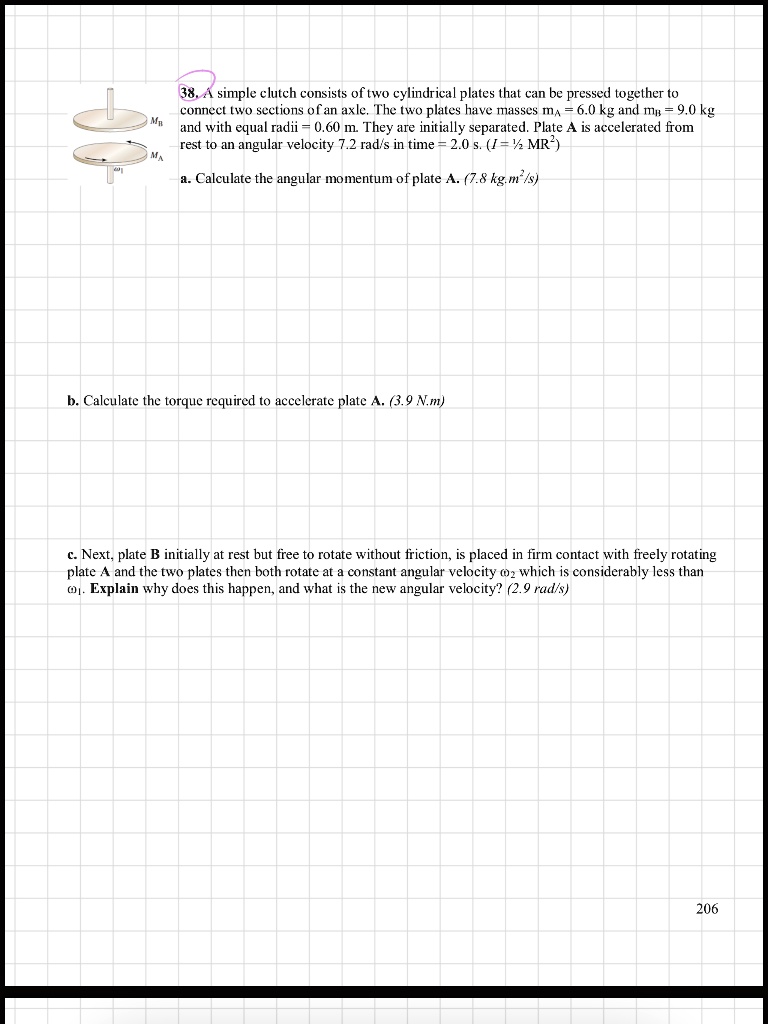 SOLVED A simple clutch consists of two cylindrical plates that can be