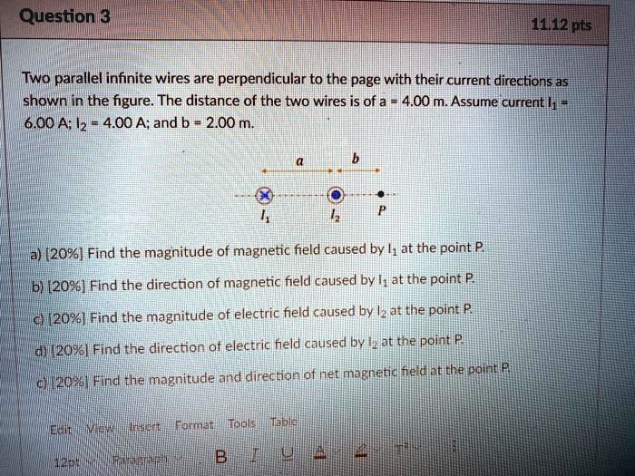 SOLVED Two parallel infinite wires are perpendicular to the page with