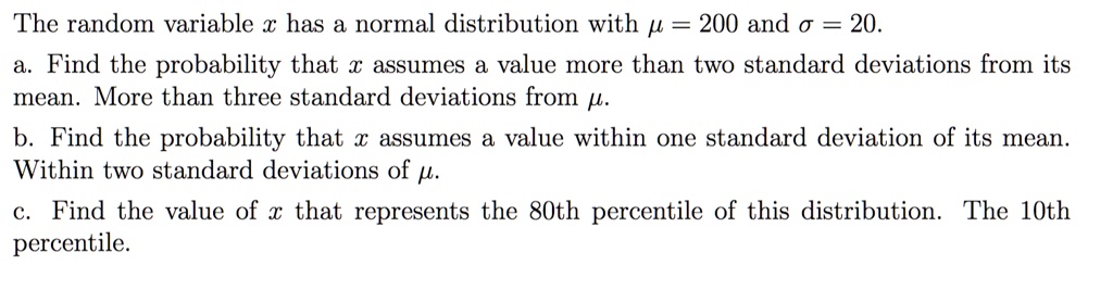 SOLVED: The random variable â‚¬ has a normal distribution with Î¼ = 200 ...