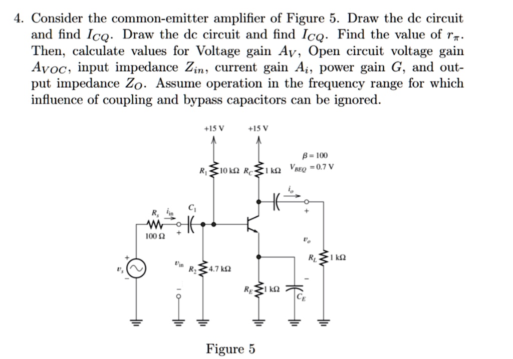 SOLVED 4. Consider the commonemitter amplifier of Figure 5. Draw the