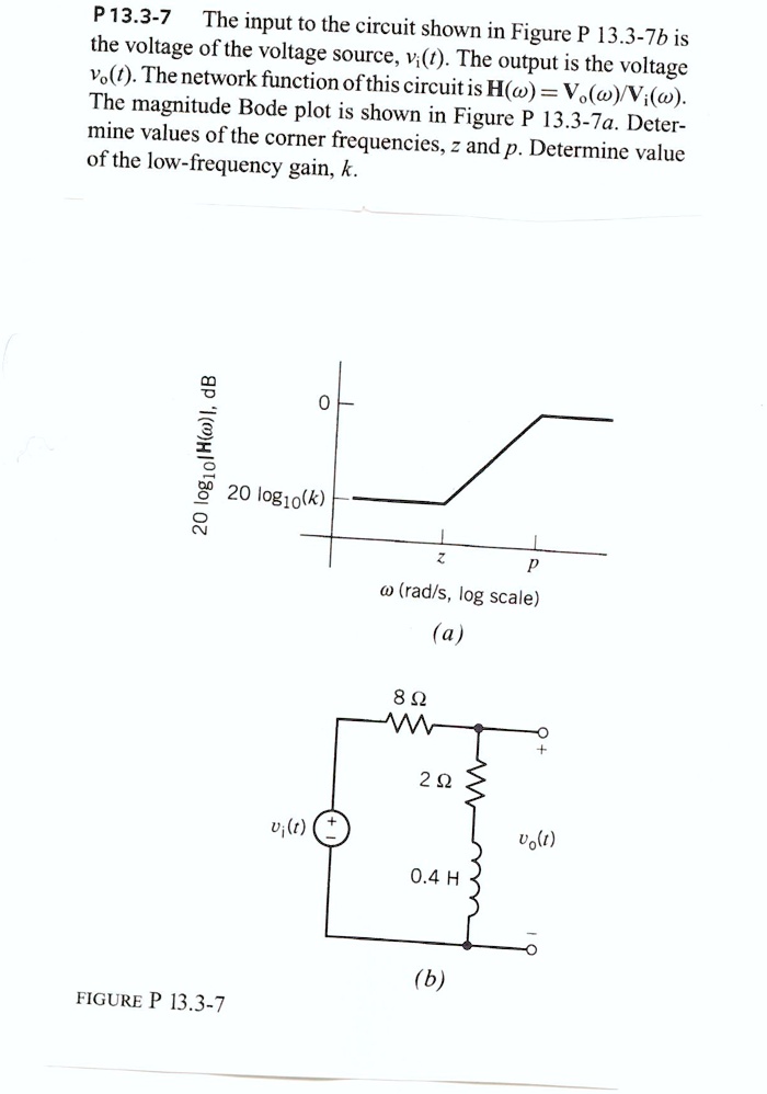 SOLVED: P13.3-7 The input to the circuit shown in Figure P 13.3-7b is ...