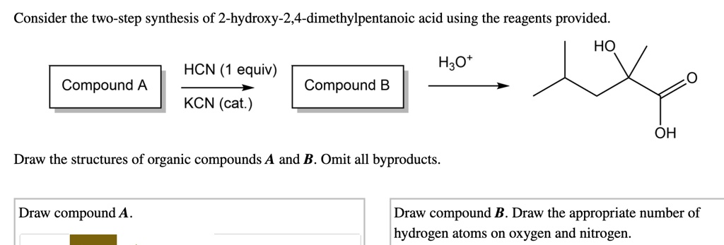 consider the two step synthesis of 2 hydroxy 24 dimethylpentanoic acid ...