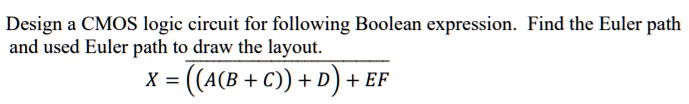 Design a CMOS logic circuit for the following Boolean expression. Find ...