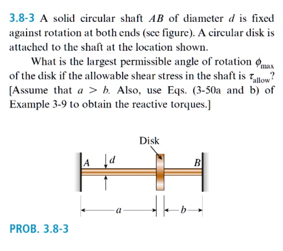 38 3 a solid circular shaft ab of diameter d is fixed against rotation ...