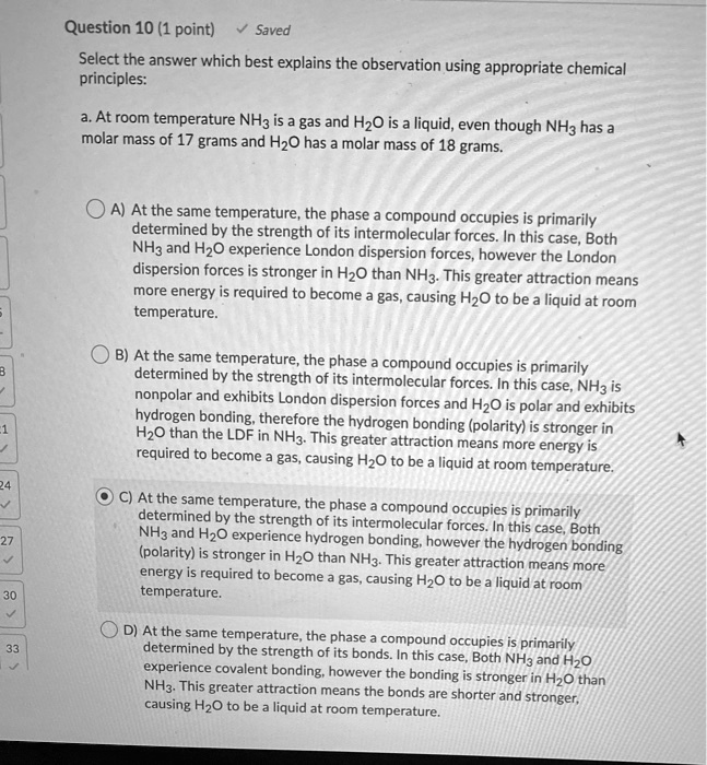 SOLVED: Question 10 (1 Point) Saved Select The Answer Which Best ...