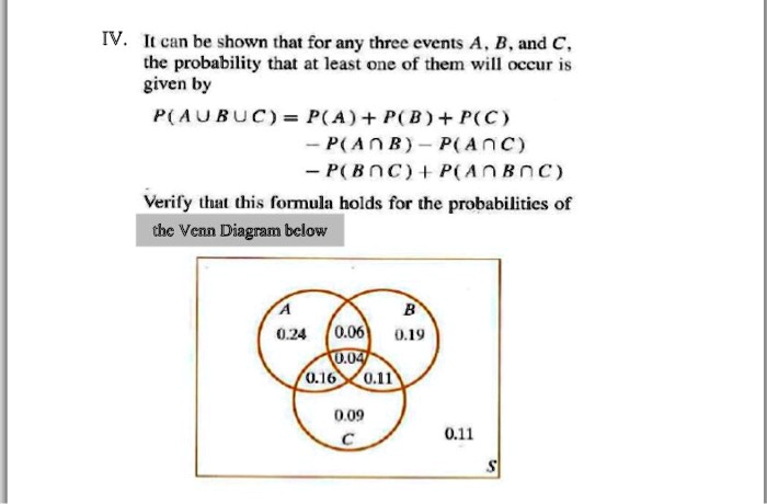 SOLVED IV. It can be shown that for any three events A B and C