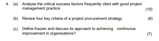 SOLVED: 4. (a) Analyse the critical success factors frequently cited ...