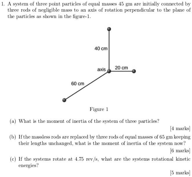 SOLVED: System of three point particles of equal masses 45 gm are ...